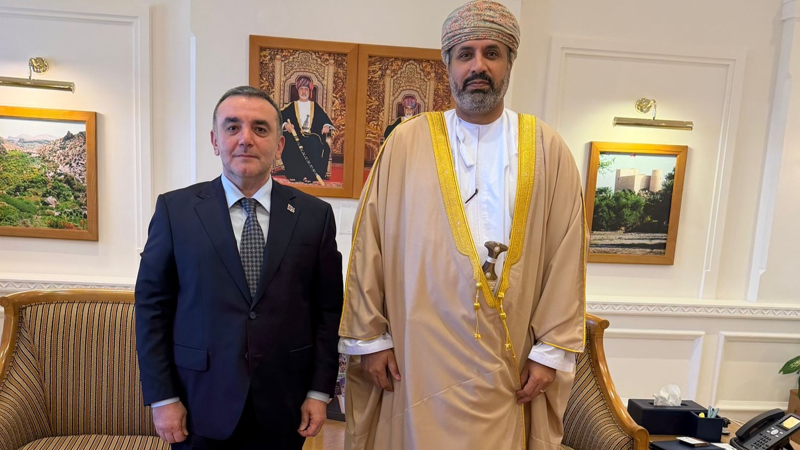 On 8 March 2026, the Ambassador Extraordinary and Plenipotentiary of the Republic of Azerbaijan to the Sultanate of Oman, Rəşad İsmayılov, held a meeting with the Minister of Labour of the Sultanate of Oman, Mahad Said Ali Baawain. Xeber basligi