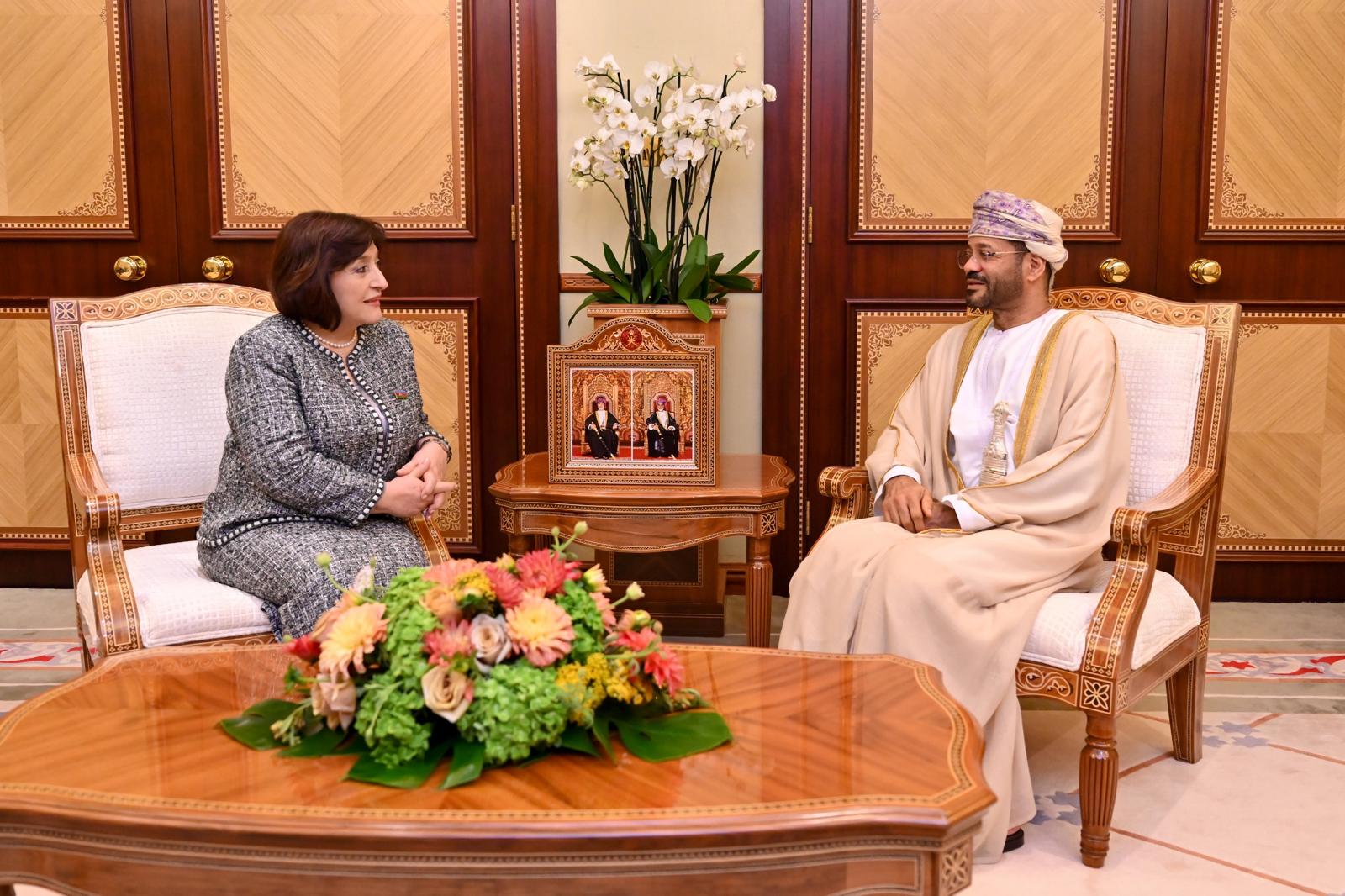 As part of the official visit to the Sultanate of Oman, the Speaker of the National Assembly of the Republic of Azerbaijan, H.E. Sahiba Gafarova, met with the Minister of Foreign Affairs of the Sultanate of Oman, Mr. Badr Al-Busaidi. Xeber basligi