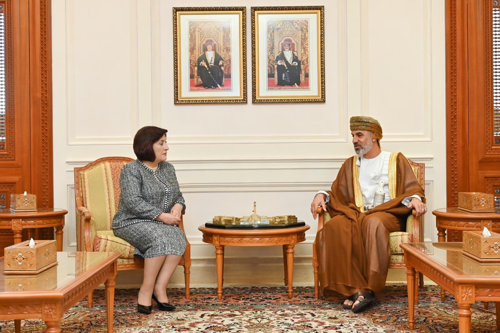 Within the framework of an official visit to the Sultanate of Oman, H.E. the Chairperson of the Milli Majlis of the Republic of Azerbaijan, Ms. Sahiba Gafarova, met with H.E. the Chairman of the Shura Council of the Sultanate of Oman, Sheikh Khalid bin Hilal Al Mawali. Xeber basligi